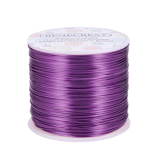 BENECREAT 20 Gauge 770FT Aluminum Wire Anodized Jewelry Craft Making Beading Floral Colored Aluminum Craft Wire for Halloween Decoration - Purple