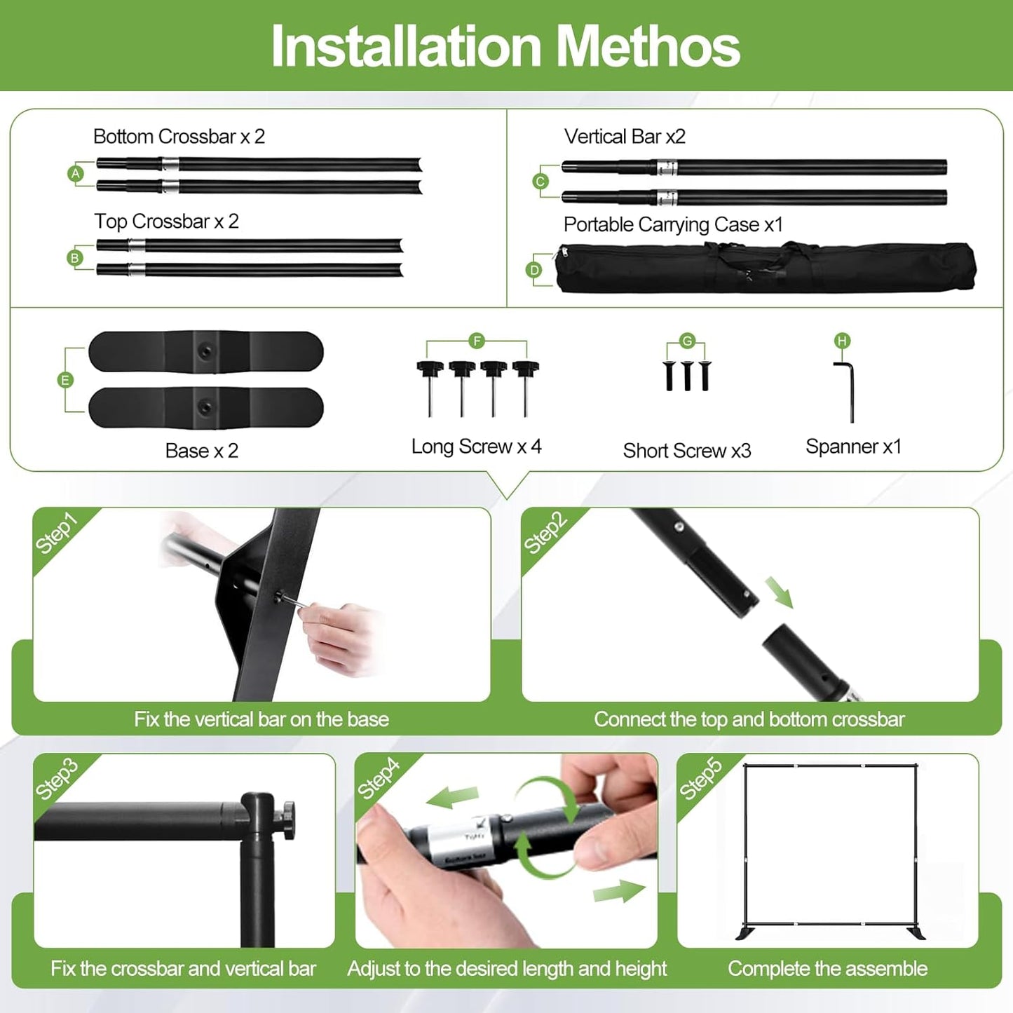 FUDESY 10x10 ft Backdrop Banner Stand, Heavy Duty Adjustable Background Kit With Carrying Bag, Step and Repeat Photography Frame for Trade Show Display Photo Booth Parties