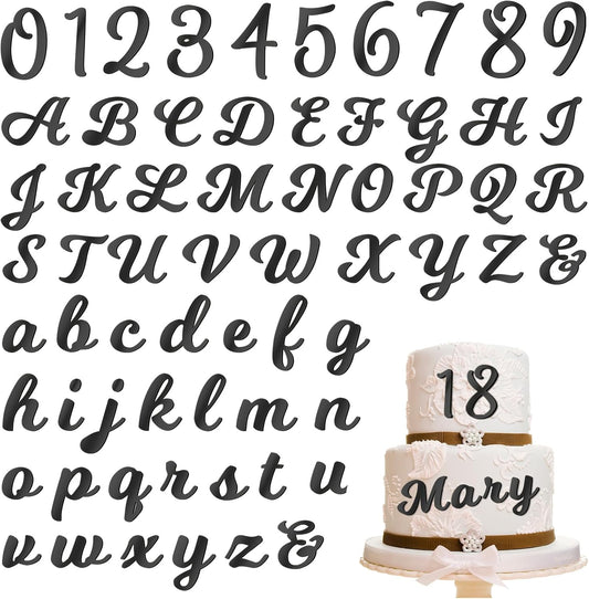 126 PCS Custom Name Cake Topper Acrylic Letters DIY Personalized A-Z & 0-9 Number Alphabet Cake Decoration For Wedding Anniversary Baby Shower Party Birthday Supplies (Black)