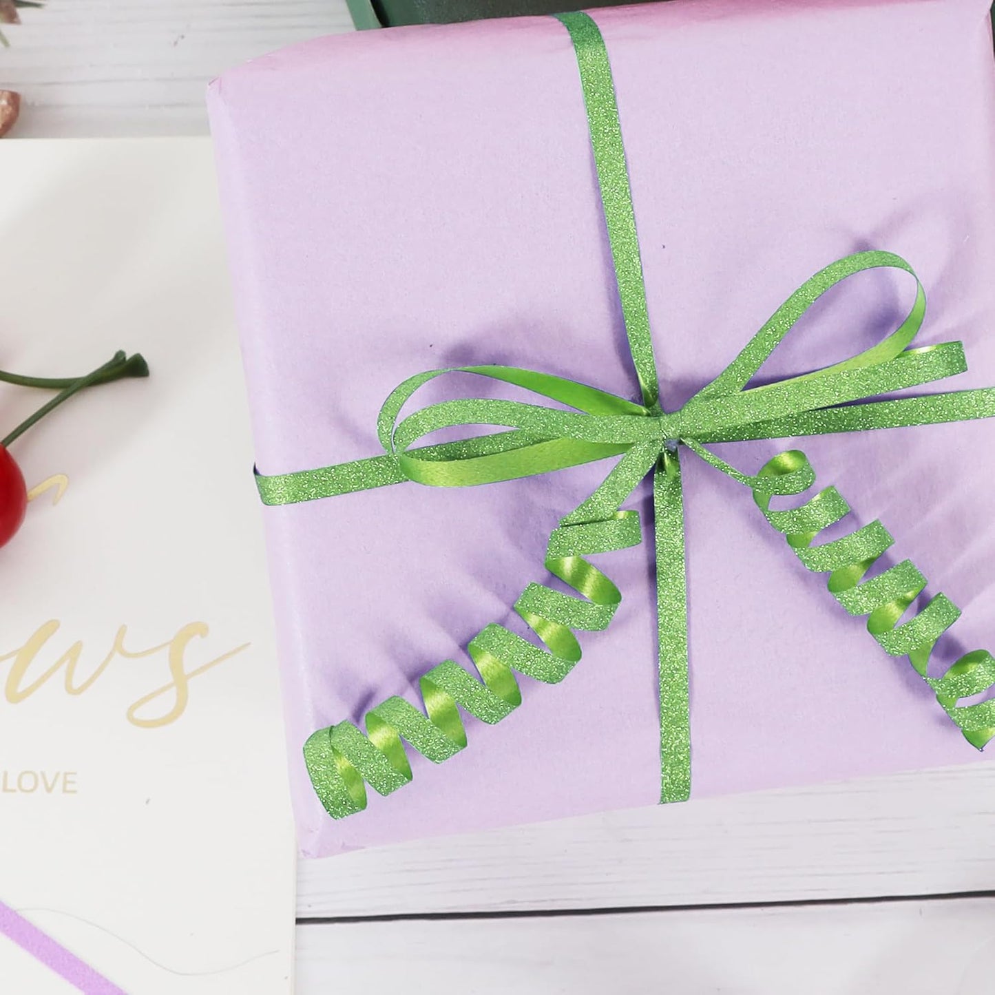 BEISHIDA Light Green Sage Glitter Ribbon - 500 Yards Curling Crimped, Shiny Balloon String for Gift Wrapping, Birthday Party, Festival, Art, Craft, Florist, Flowers Decoration