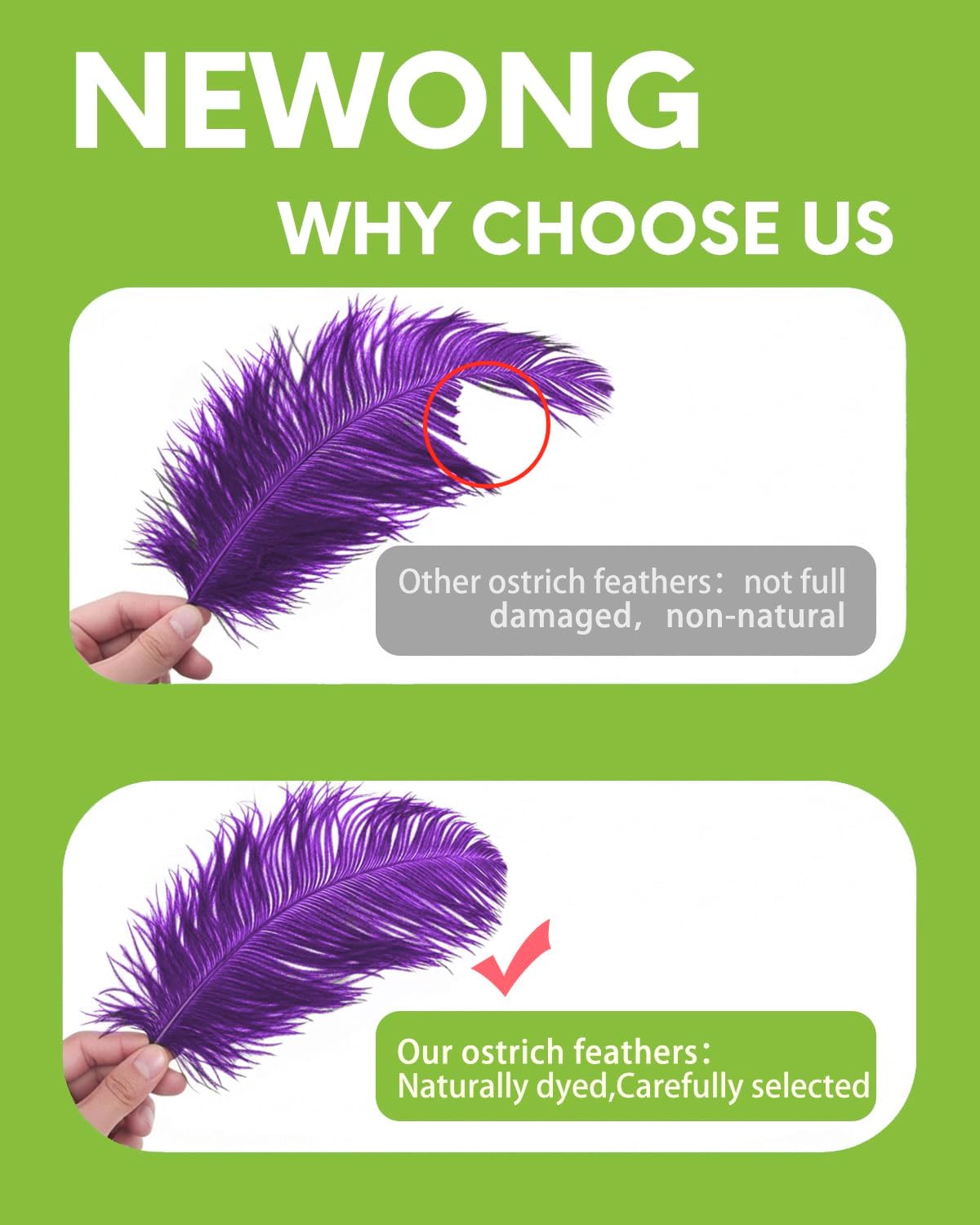 NEWONG 30pcs Purple Ostrich Feathers Natural Bulk 11-14inch(28-35cm) Vase Craft Wedding Home Party Centerpieces Christmas Day Decoration