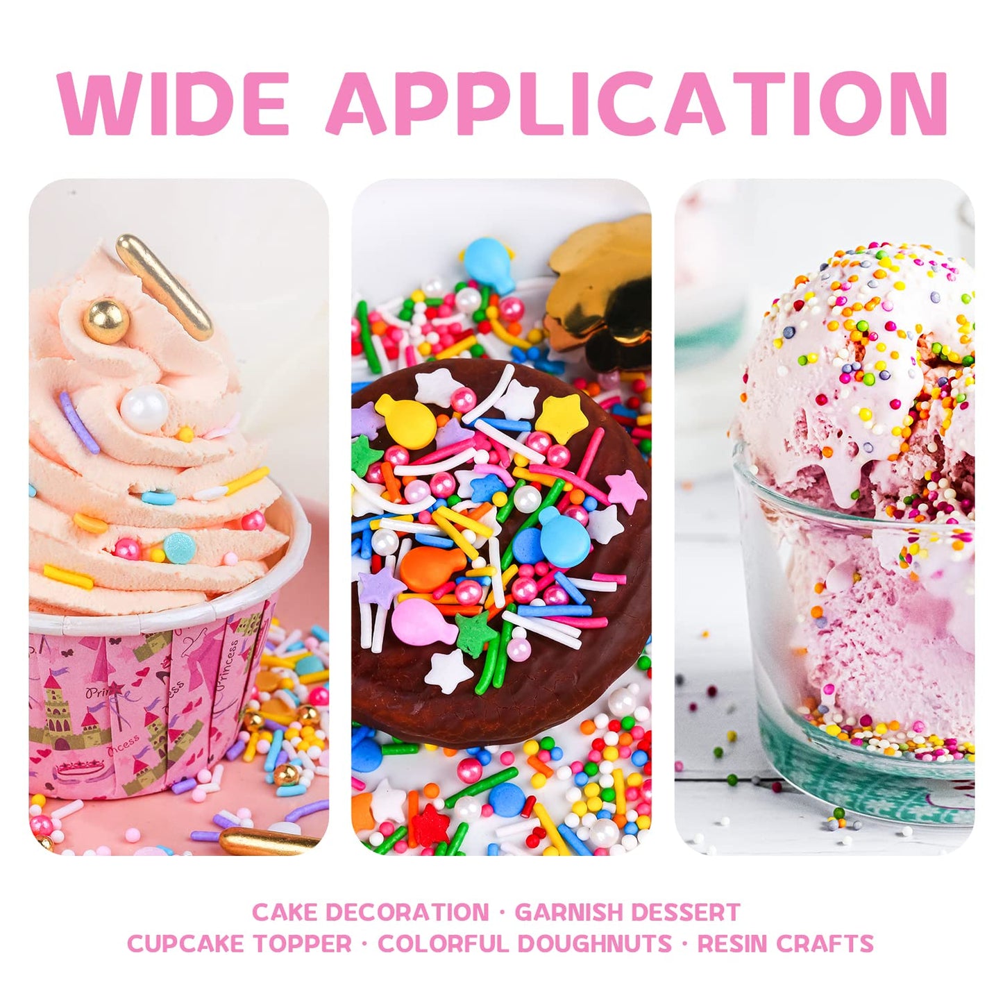 Pink Sprinkles for Cake Decorating 7oz - Snowflake Sprinkles - Metallic Sprinkle Mix for Cookies, Ice Cream, Cupcakes Topper - Rose Gold Sprinkles for Princess Bridal Shower Wedding Party