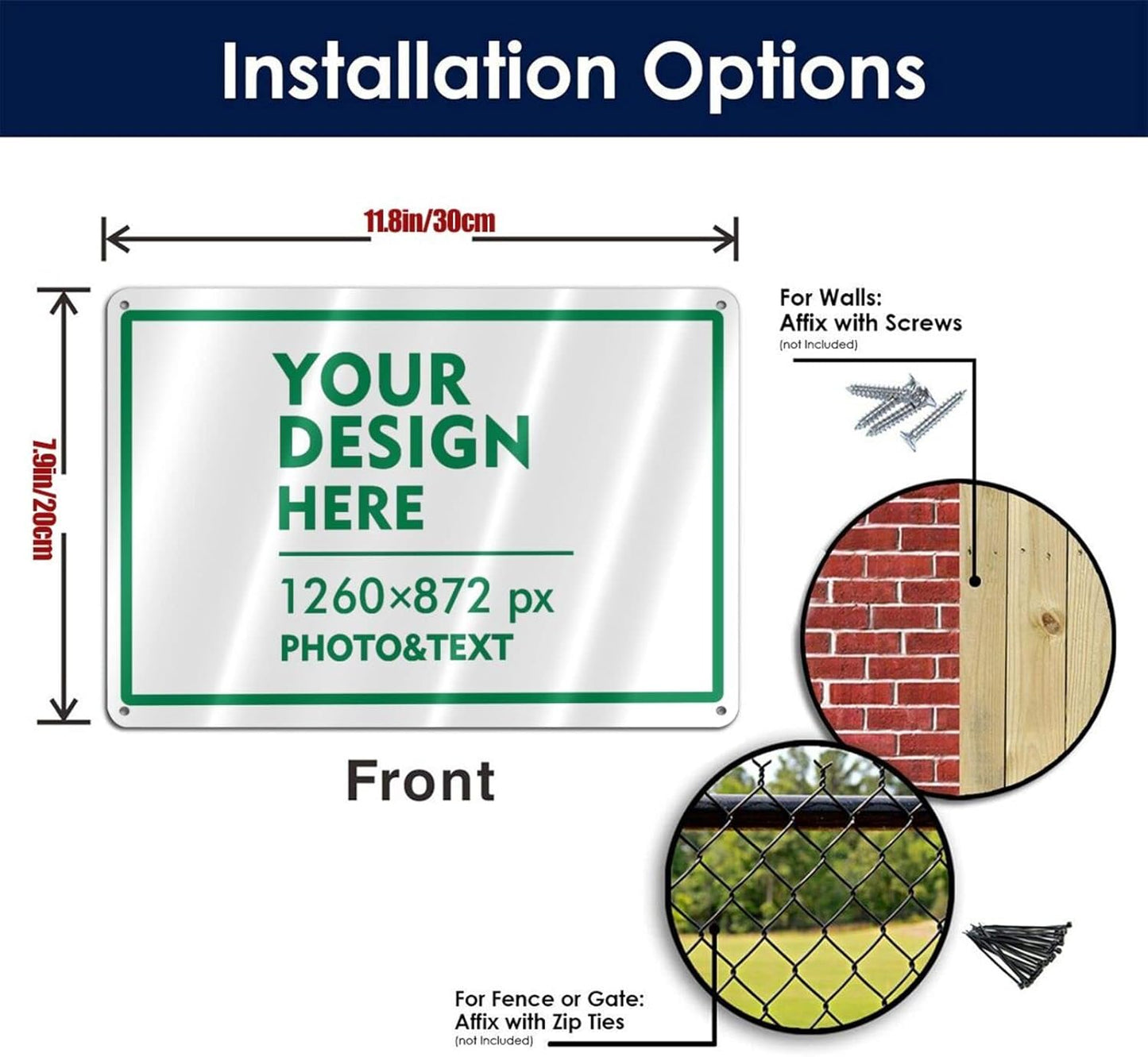 Custom Signs Outdoor Metal Sign - 12 x 8 Customized Personalized Aluminum Signs for Office, Home, Business, Decor, Custom Road Signs, Rust-Proof Sign (Green Text Box)