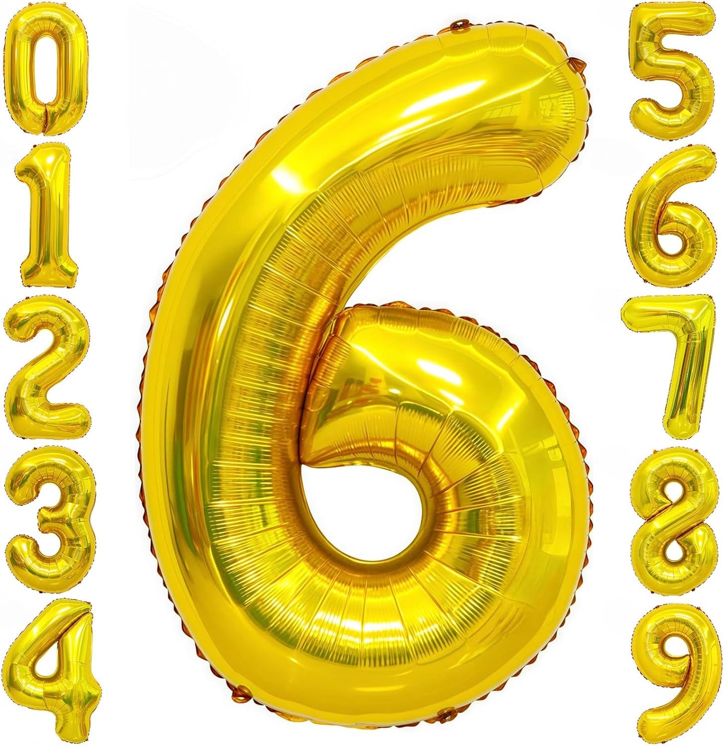 Gold 6 Balloon Number,40 Inch Number 6 Balloon Large Gold 6 Foil Mylar Helium Balloon for Birthday Party Decorations