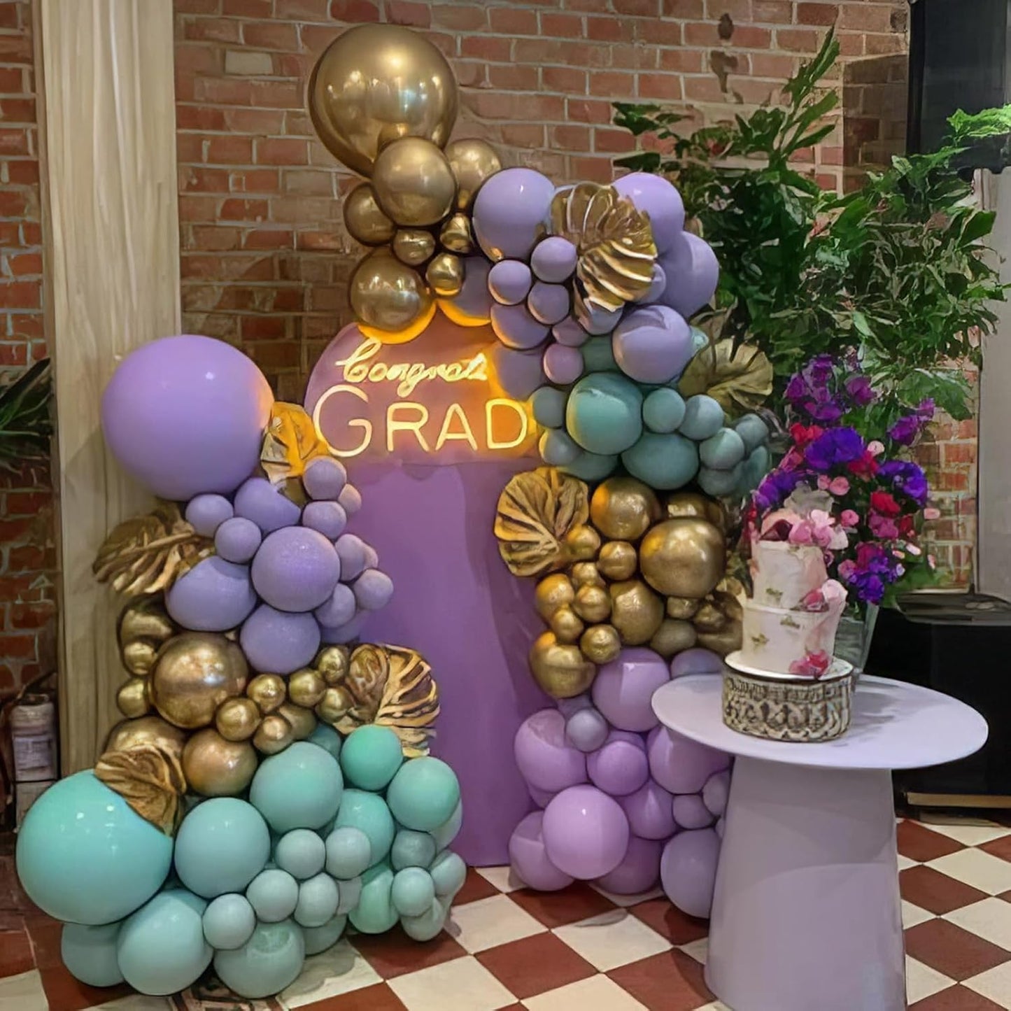 Purple and Sage Green Balloons, Purple Lavender Sage Balloon Cream White Gold Balloons, Light Metallic Purple Gold Balloon for Boho Birthday Wedding Graduation Party Baby Shower Decoration