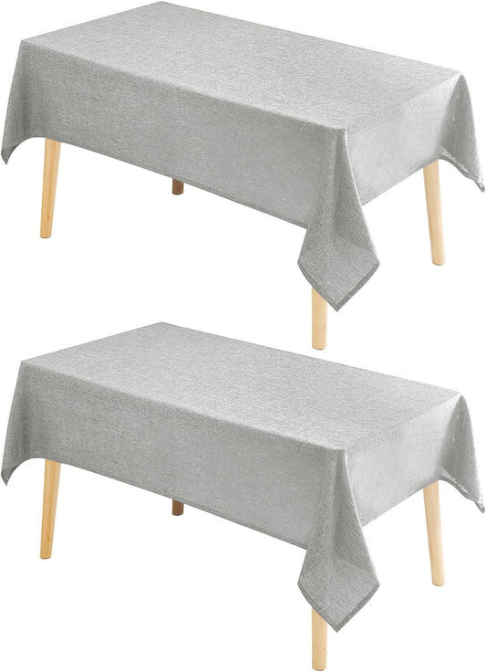Hiasan 2 Pack Faux Linen Square Tablecloth - Wrinkle and Stain Resistant Washable Table Cloth for Kitchen Dining Room Holiday Table Cover for Party Dinner, Light Grey, 30 x 30 Inch