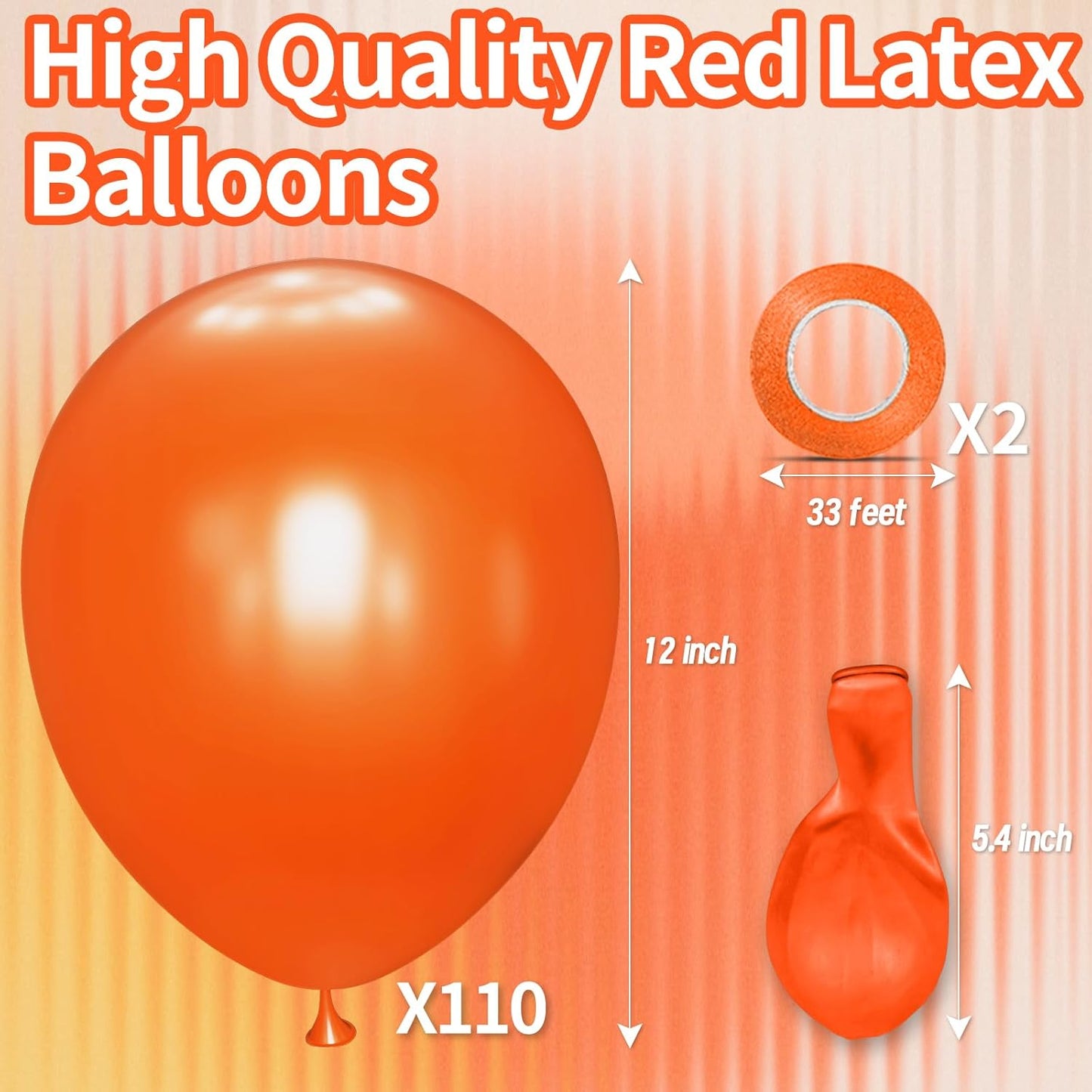 KAWKALSH Orange Balloon 12 Inch, 110pcs Latex Party Balloons Helium Bright Color for Birthday Baby Shower Wedding Party Supplies Arch Garland Decoration