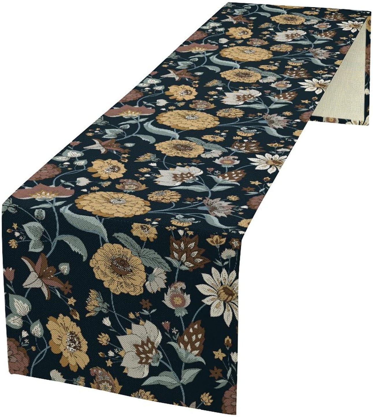 Boho Floral Table Runner Bohemian Floral Vintage Home Kitchen Dining Table Decoration 13x120 Inch 1PCS