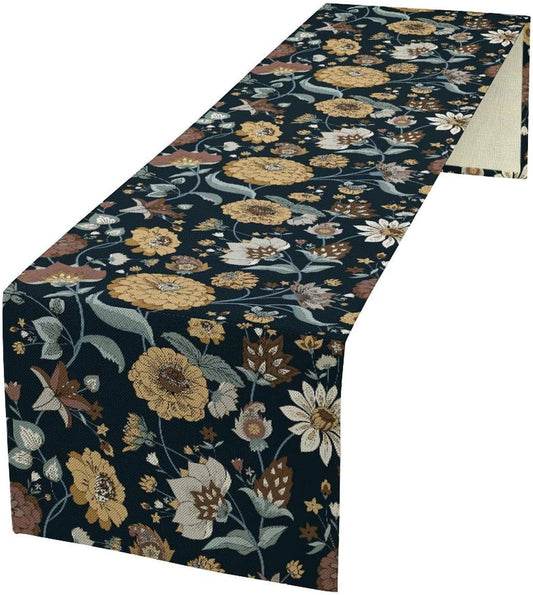 Boho Floral Table Runner Bohemian Floral Vintage Home Kitchen Dining Table Decoration 13x120 Inch 1PCS