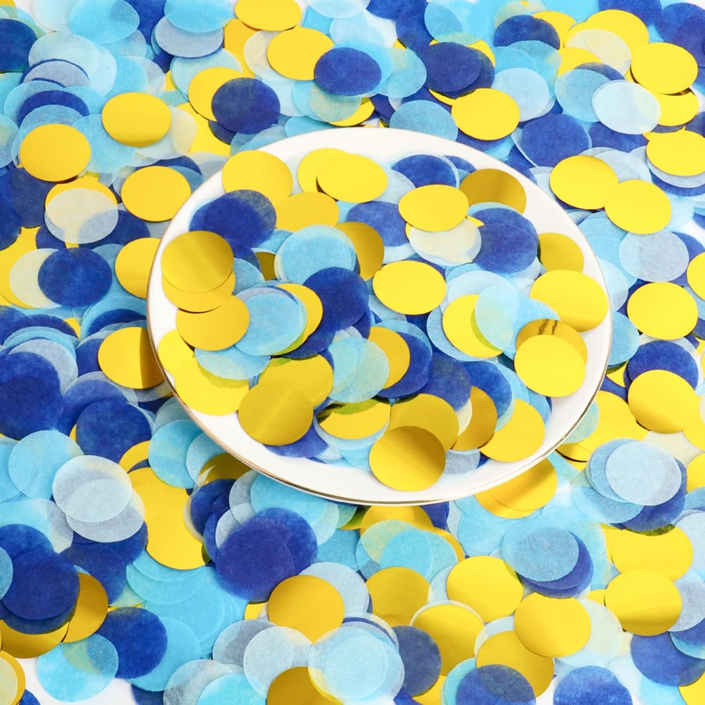 RYKOMO 10000 Pieces 1 Inch Round Tissue Paper 3.5oz Table Confetti Dots Blue Round Tissue Confetti for Craft DIY Scrapbooking Birthday Party Festival