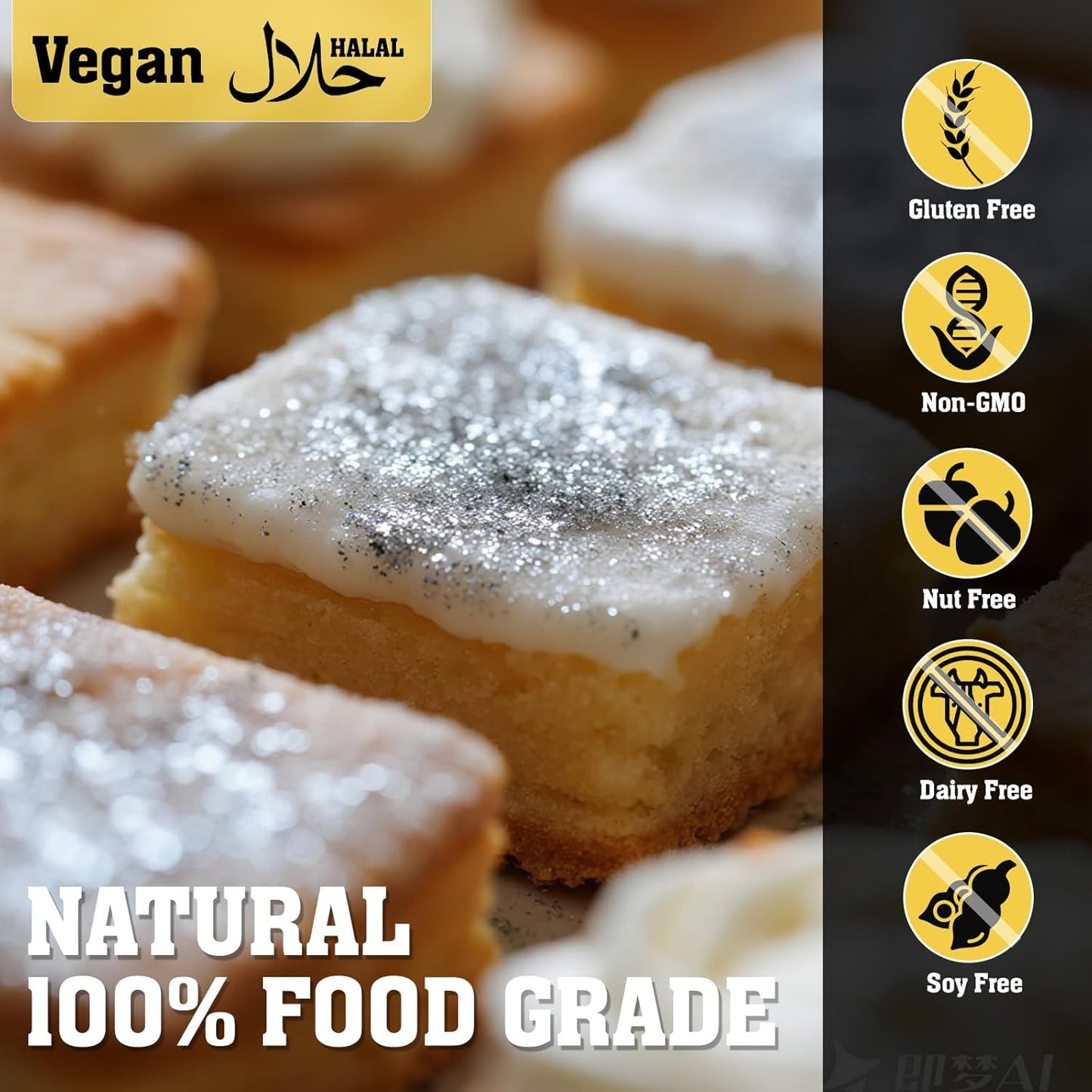 Twisweet Silver Edible Glitter for Drinks, Food Grade 10g Sparkling Sprinkles Cake Decorating Supplies, Edible Luster Dust for Cocktail Beverages, Food Coloring Shimmer Powder for Cupcakes Cookies Cake Decorations