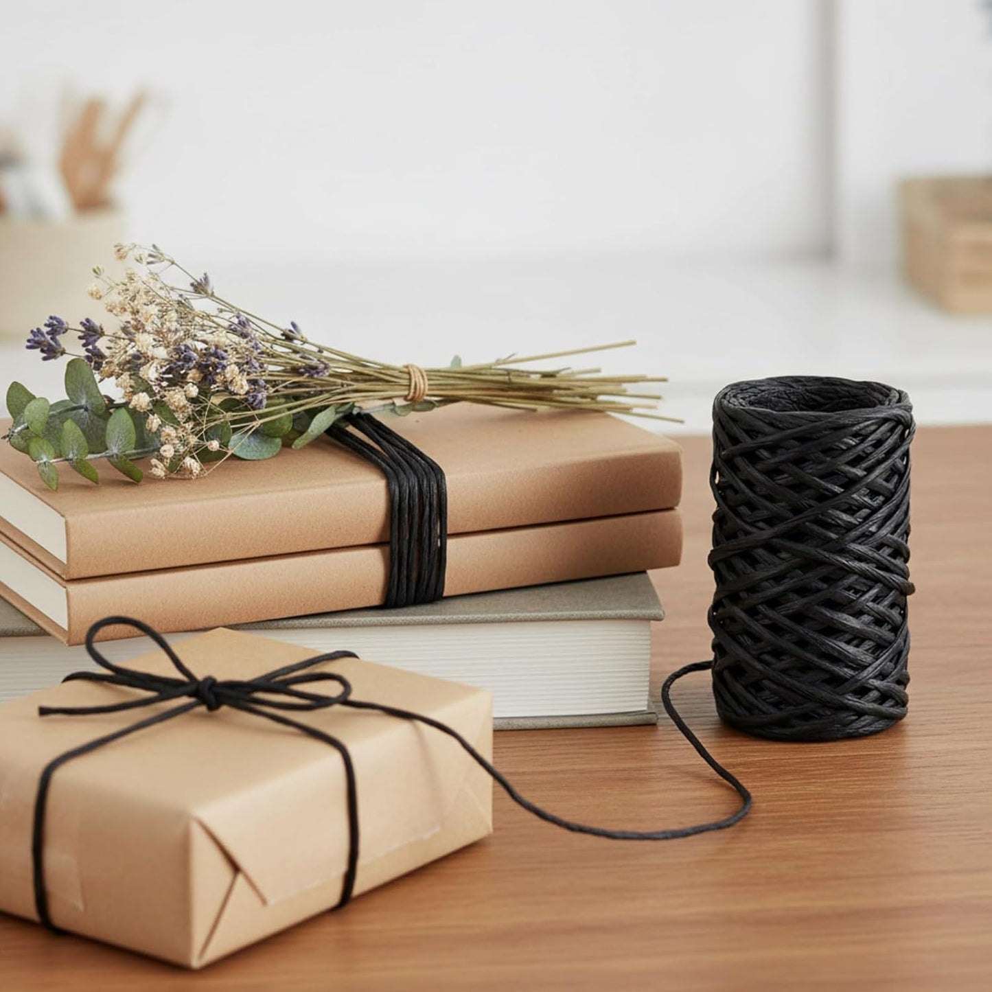 Syhood 65 Feet Floral Wire Rustic Vine Bind Wire for Craft Wrapping Flower Bouquets (Black,1 Roll)