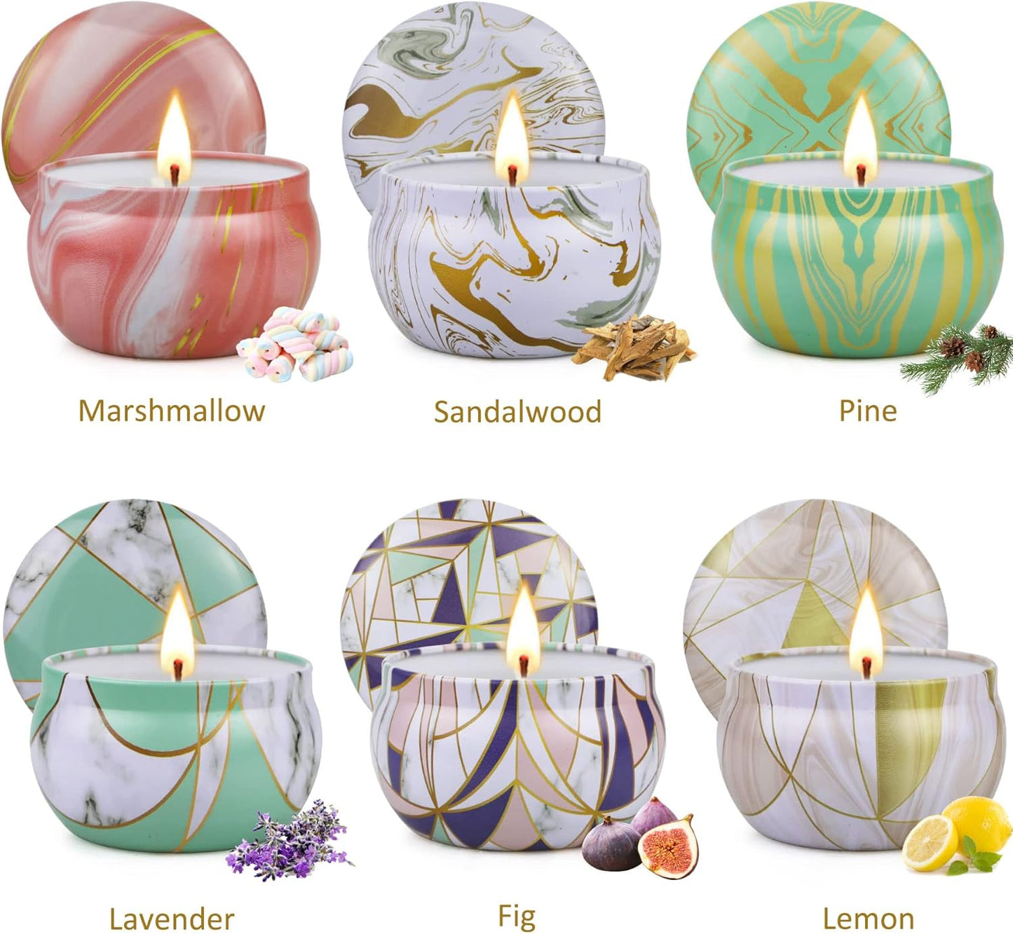 6 Pack Scented Candles Gifts Set, Aromatherapy Candles for Home Scented, Natural Soy Candles Gifts for Women, 120H Burning Time, Portable Small Jar Candle Set for Travel,Yoga, Bath, Spa