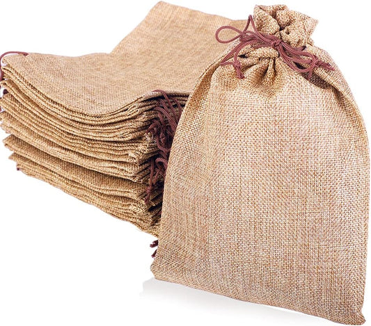 LYSXP 50PCS Burlap Bags with Drawstring，7x9 Inch Drawstring Gift Bag Jewelry Pouches for Wedding Party Favors, DIY Craft Christmas Presents