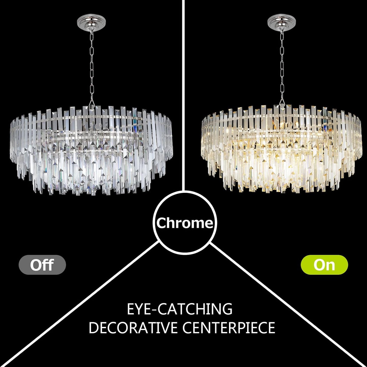 Crystal Chandelier Lighting 31'' for Dining Rooms Bedroom Foyer Entryway Ceiling Hanging Pendant Chandelier Light Fixture Lamp
