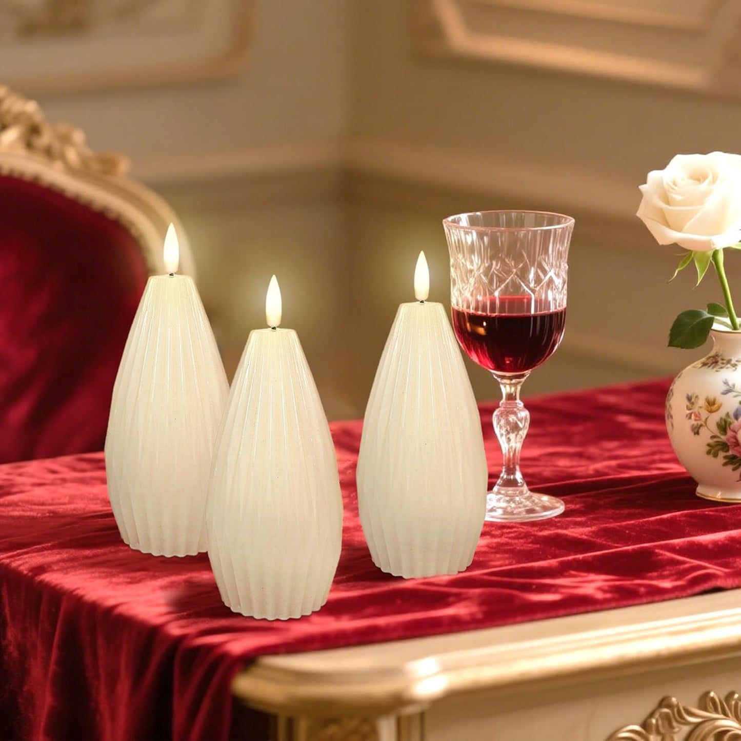 Silverstro Irregular Flameless Candles with Remote Control & Timer Function, Real Wax Flicker Battery Operated Candles for Home Party Wedding Nautical Christmas Ocean Decor - Set of 3(Ivory)