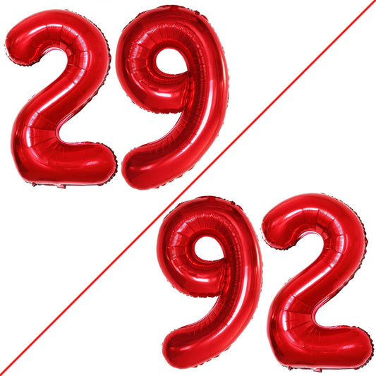 GOER Number 29 Balloons for 29th Birthday Party Decorations,42 Inch Jumbo Foil Helium 92 Balloons for 92nd Birthday Party Decoration (Red)
