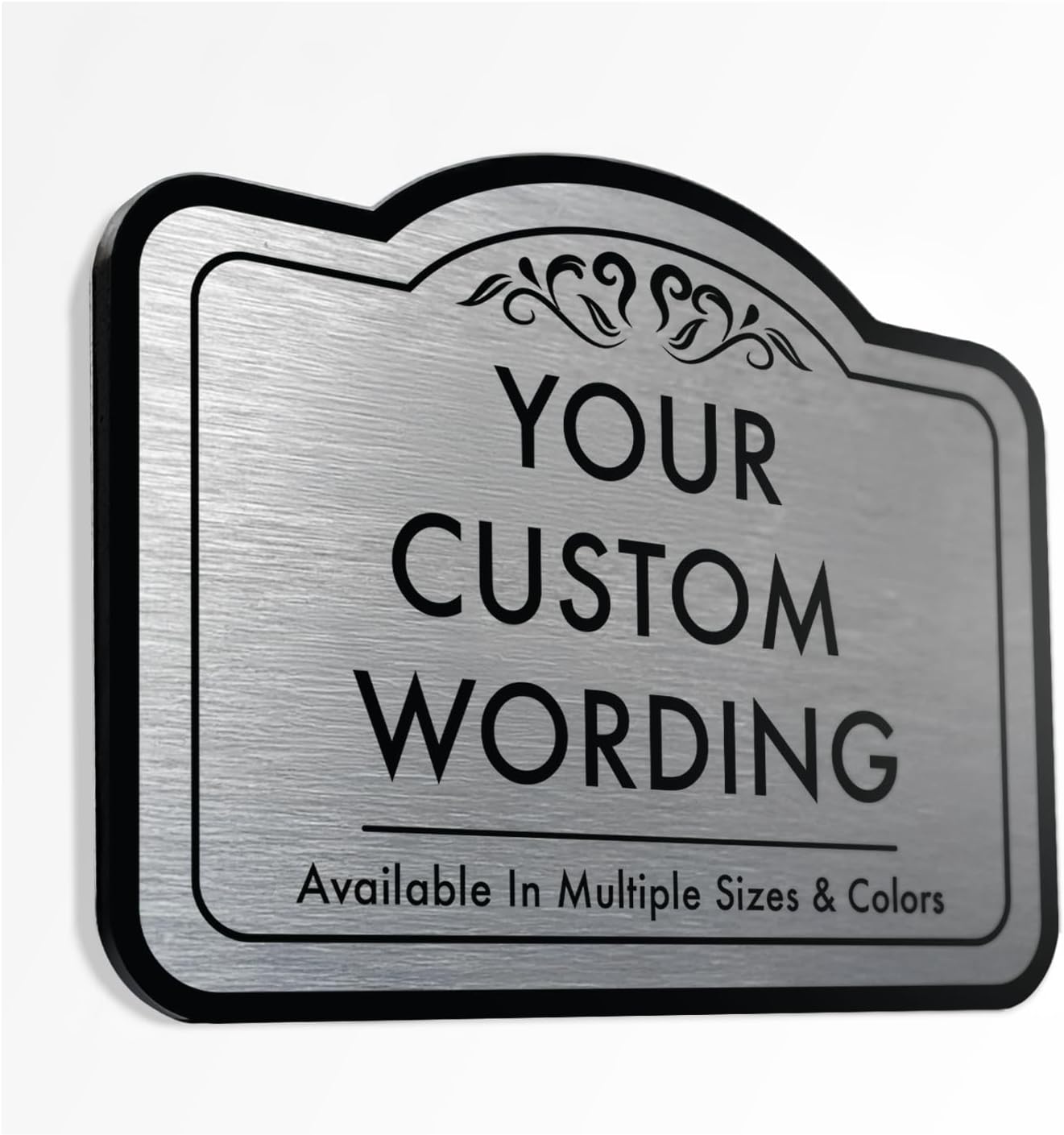 Custom Decorative Outdoor Metal Sign - Personalized Aluminum Driveway Sign, Waterproof, Made in USA - Design 1 Metallic Silver 24x18 In