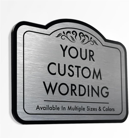 Custom Decorative Outdoor Metal Sign - Personalized Aluminum Driveway Sign, Waterproof, Made in USA - Design 1 Metallic Silver 24x18 In