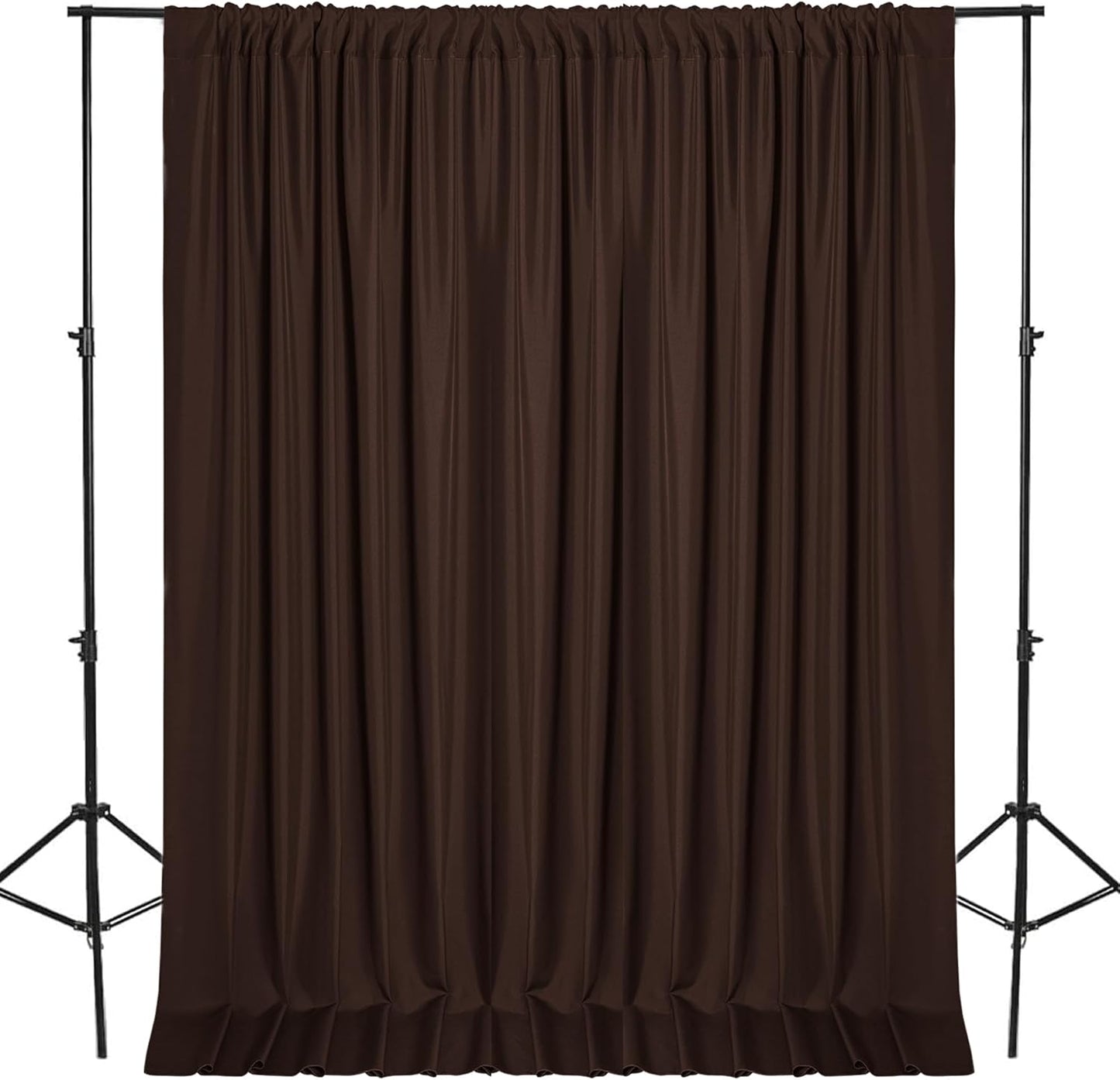 DWCN 10x10 FT Backdrop Curtains for Parties, Photography Backdrop Drapes with Rod Pockets for Wedding Decorations Stage Birthday Family Gatherings, 2 Panels 5ft x 10ft, Brown