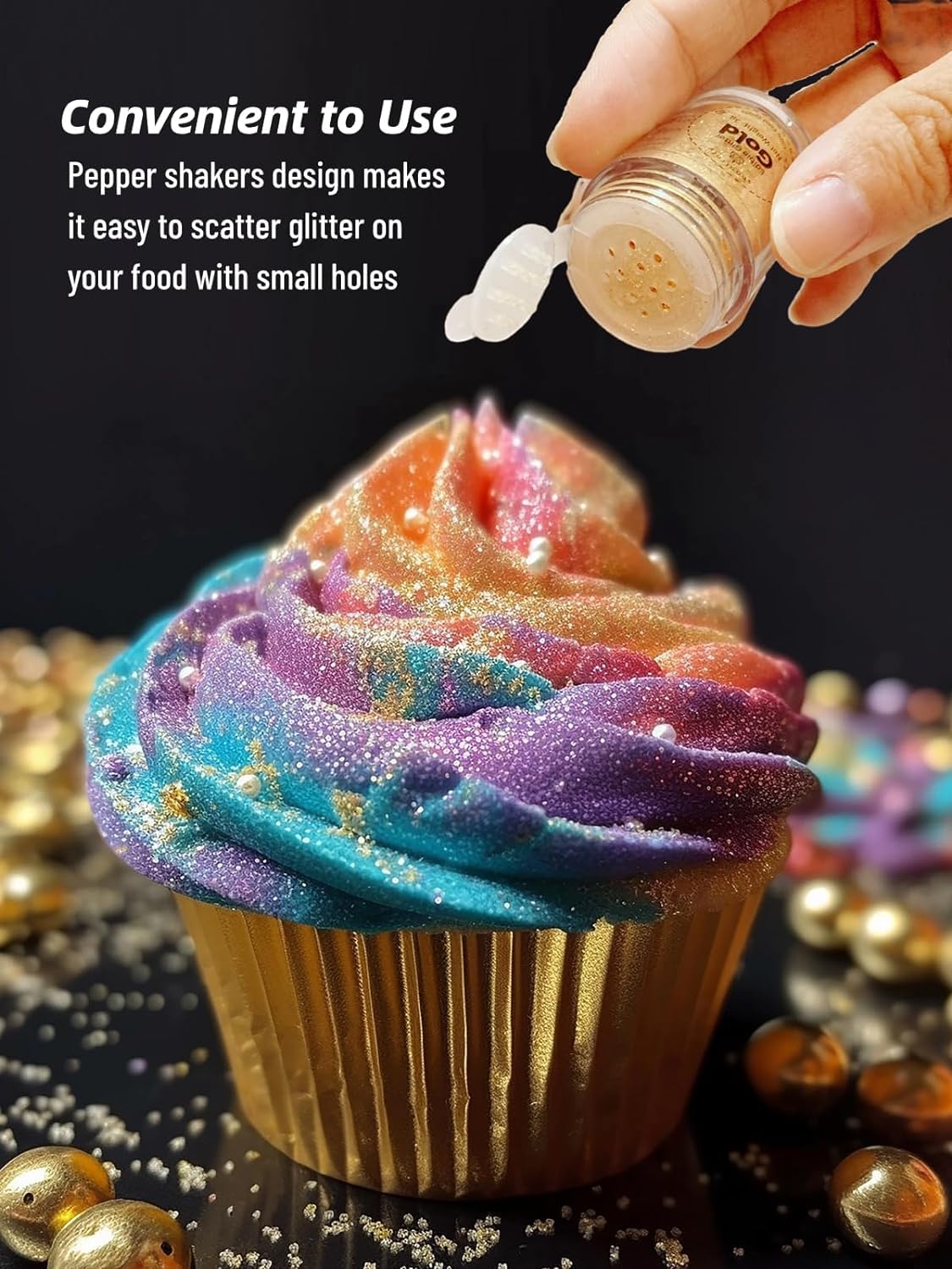 Shanlinly Green Edible Glitter for Cakes Drinks - Food Grade 5g Shimmer Luster Glitter Dust Edible Glimmer Powders for Strawberries, Sprinkle on Sparkle, Chocolate, Cookie, Cupcake, Cocktail, Vegan