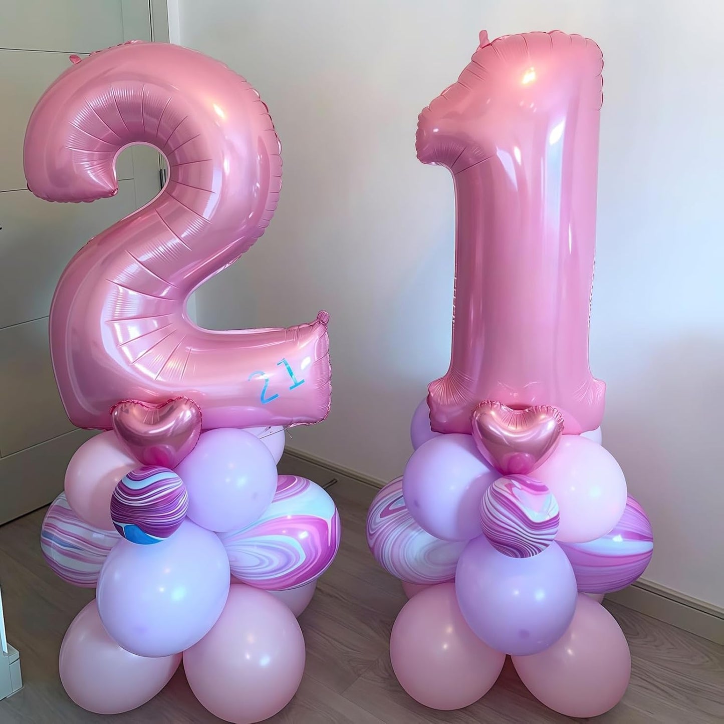 Pastel Pink 4 Balloon, Light Pink 4 Balloons Number,40 Inch Helium Foil Mylar Number 4 Balloon for Birthday Party