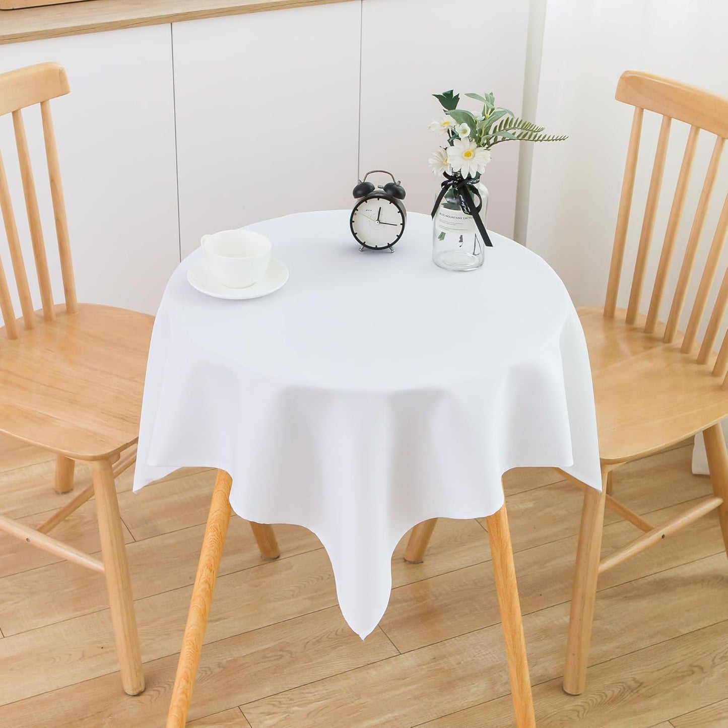 2 Pack Small Square Table Cloth 36X36 Inch White Washable Fabric Tablecloth Polyester Solid Table Cover for Night Stand End Table Side Table Outdoor Indoor