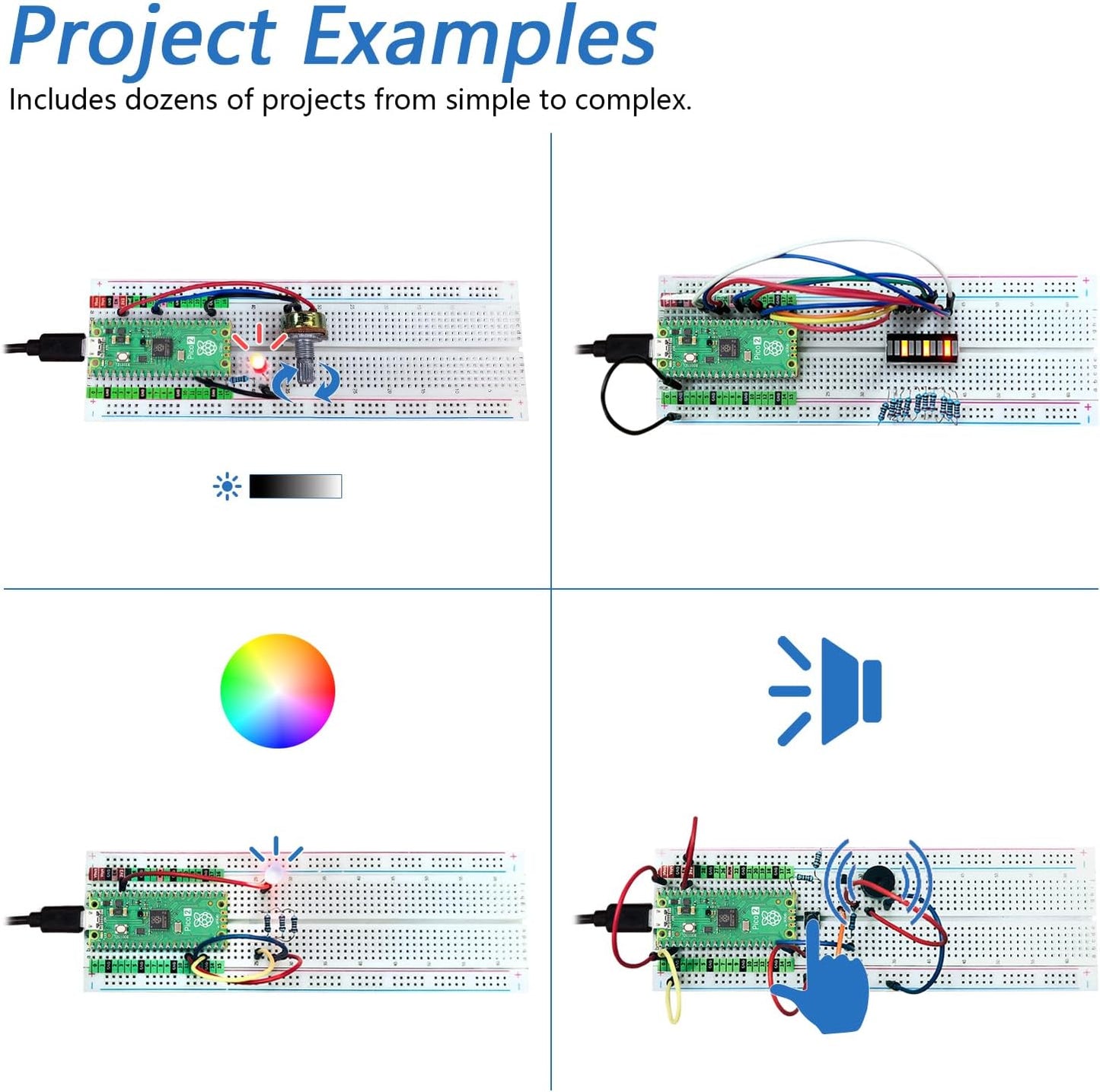 Freenove Basic Starter Kit for Raspberry Pi Pico 2 (Included), Dual Arm Cortex-M33 and Dual Hazard3 RISC-V Microcontroller, 386-Page Detailed Tutorial, 142 Items, 55 Projects, Python C Code