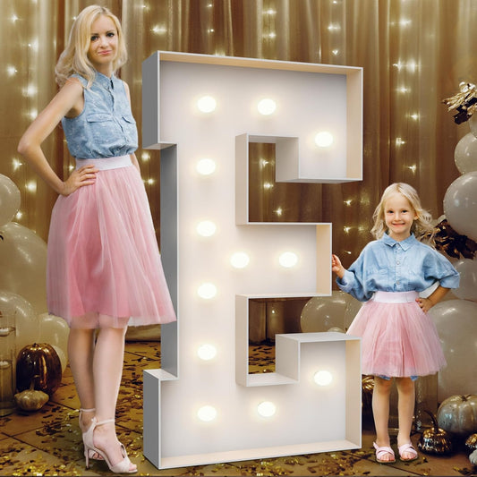 4FT Marquee Light Up Letters E,Party Decoration Large Marquee Light Up Letters with Weighted Water Bag,Pre-cut Foam Board Set Can Be Used for Birthdays,Weddings,Baby Anniversaries