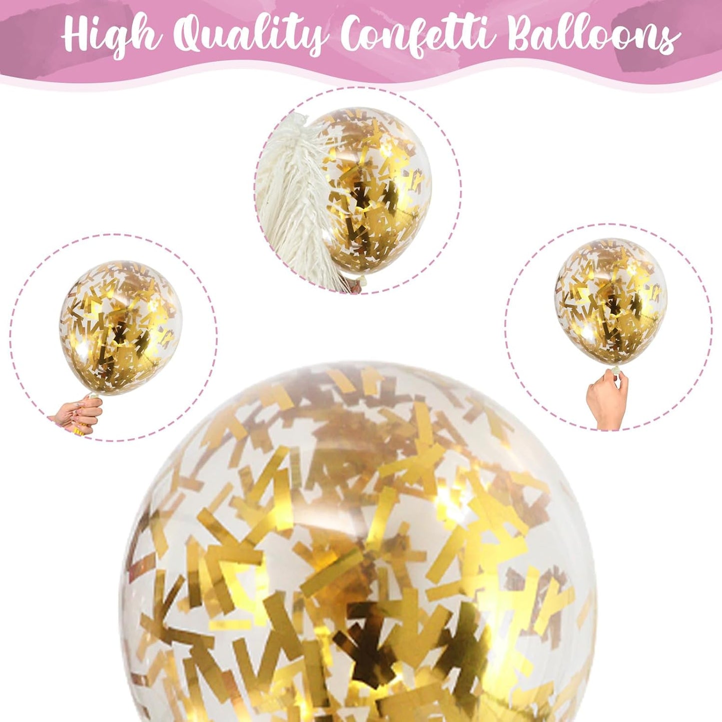 Pink Gold Balloons Set, 12 Inch Matte Pink Pastel Baby Pink Metallic Gold Confetti Latex Balloons for Girls Women, Pink Gold Party Balloons for Birthday Baby Bridal Shower Wedding Party Decorations