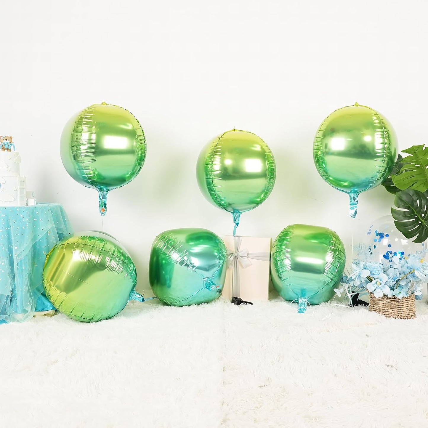 6Pcs Gradient Blue Round Foil Balloons,Giant 4D Round Ball Balloon,22 Inch Blue Balloons for Birthday Wedding Graduation Prom Party Decorations