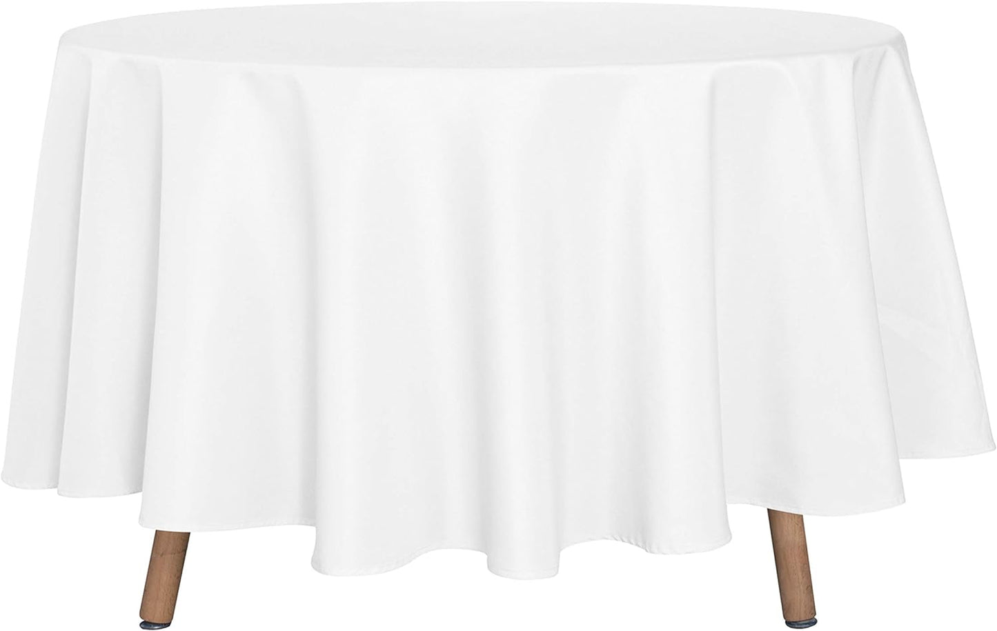 sancua Round Tablecloth - 90 Inch - Water Resistant Spill Proof Washable Polyester Table Cloth Decorative Fabric Table Cover for Dining Tables, Buffet Parties and Camping, White
