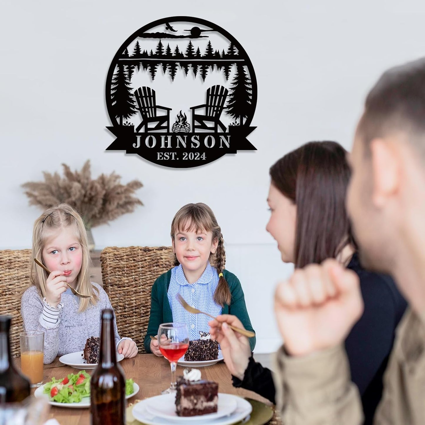 Custom Campfire Metal Name Sign, Campsite Custom Metal Family Name Sign, Campsite Monogram Forest, Personalized Camping Gifts Fire Pit Camper Lover Gift