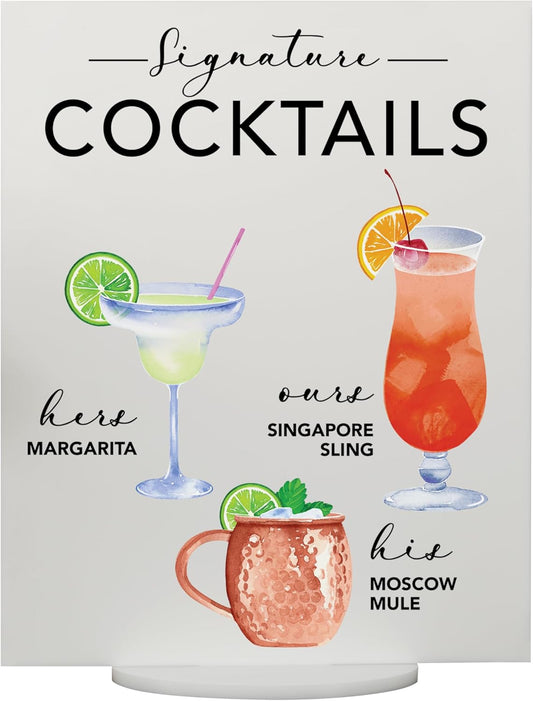 Signature Cocktail Sign | Acrylic Wedding Bar Menu | Bar Menu Sign | Bar Sign | 14" H x 11" W Black Acrylic Signature Drink Sign
