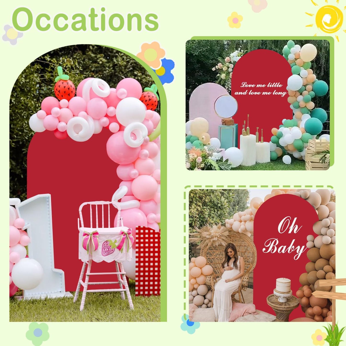 Red Arch Cover Wedding Arch Stand Covers 7.2FT Arch-Backdrop-Cover Spandex Arch Covers Stretchy Backdrop for Arches Wall Panels Chiara Back Drop Cover Baby Shower Balloon Party Decorations