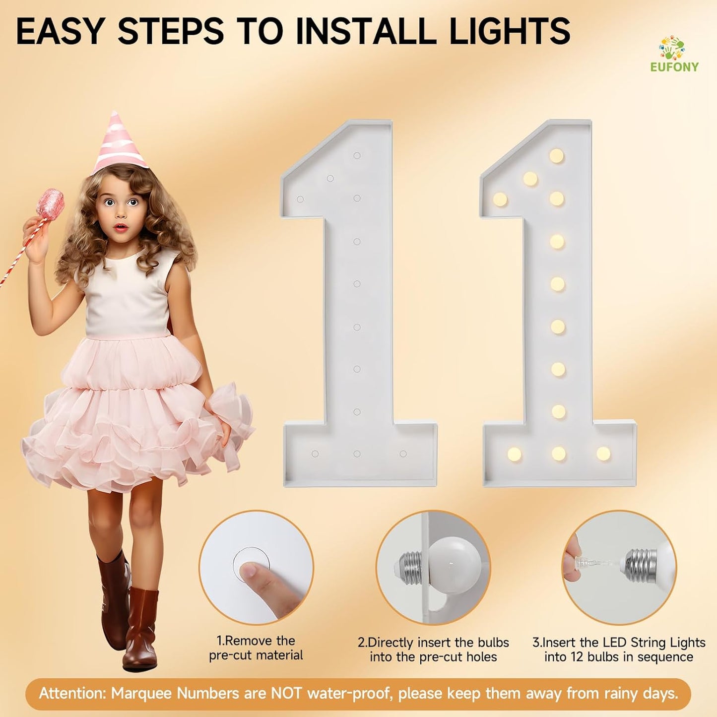 4FT Marquee Numbers, Large Light Up Numbers 8 for 8th 18th 80th Birthday Party Decorations, Giant Light Up Number for Anniversary Decor, 4 Feet Mosaic Number 8 with LED Lights DIY Kit