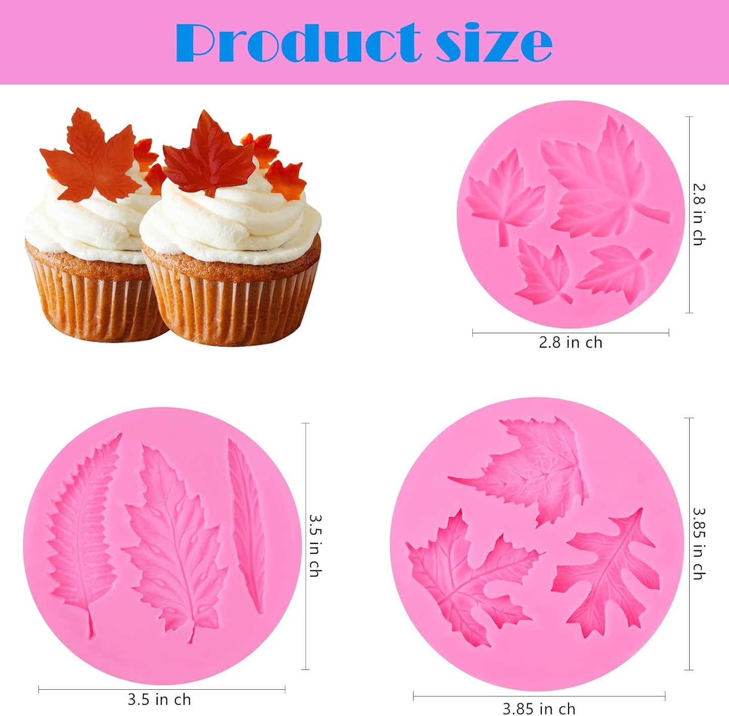 Actvty Silicone Maple Leaf Mold for Fondant, Cupcake Topper, Chocolate Candy, Sugar Craft Cake Decoration, Resin Mold for Fall Harvest Thanksgiving Halloween DIY Decor