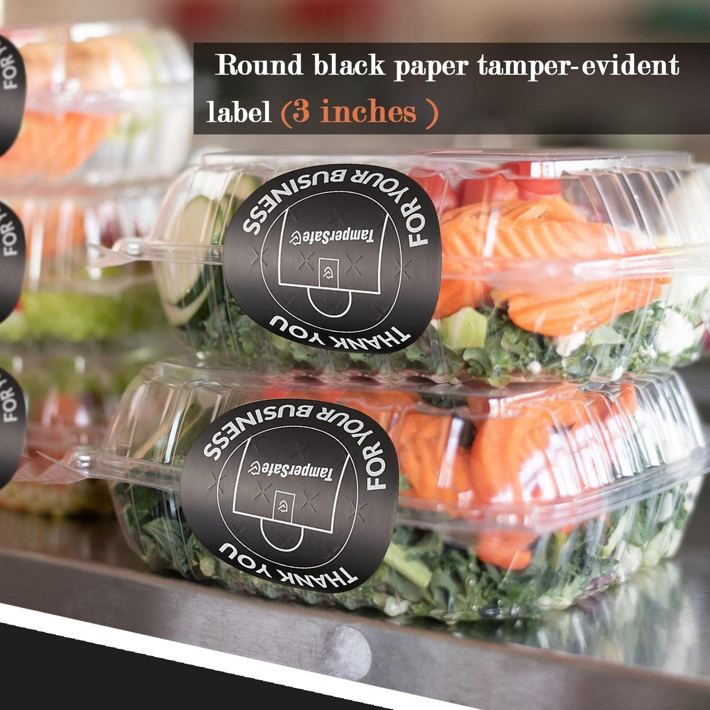 Angel's Peel Lounge Thank You Tamper Proof Stickers Roll — Tamper Evident Stickers for Delivery Bags, Drink Lids, Food Containers, Writable Seal Tape, Thank You Labels - 3x3in 250-COUNTS, BLACK, ROUND