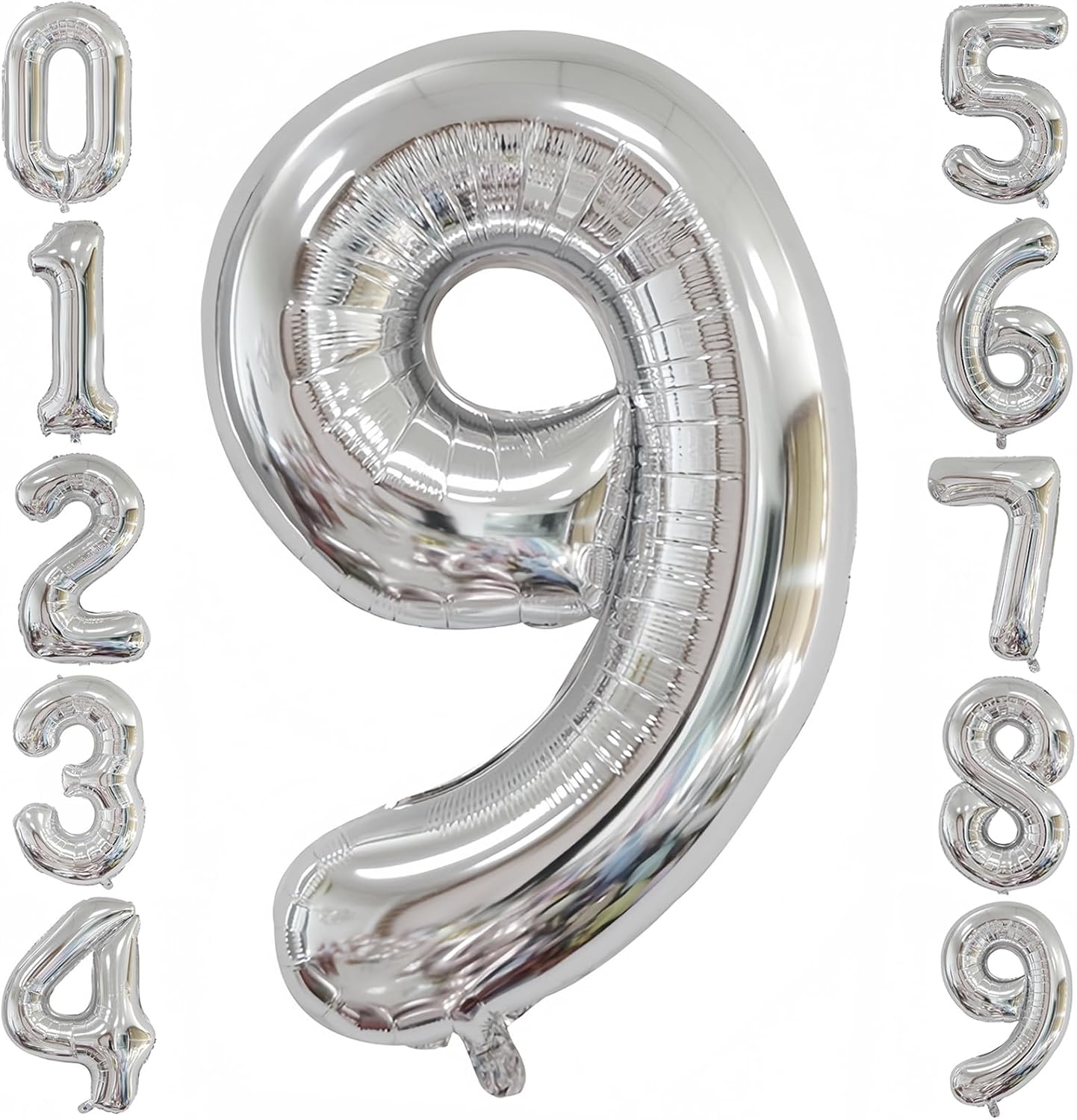 Silver 9 Balloon,40 Inch Number 9 Balloon,9 Birthday Balloon Decorations,Helium Silver 9 Balloon Number for Birthday Party Decorations