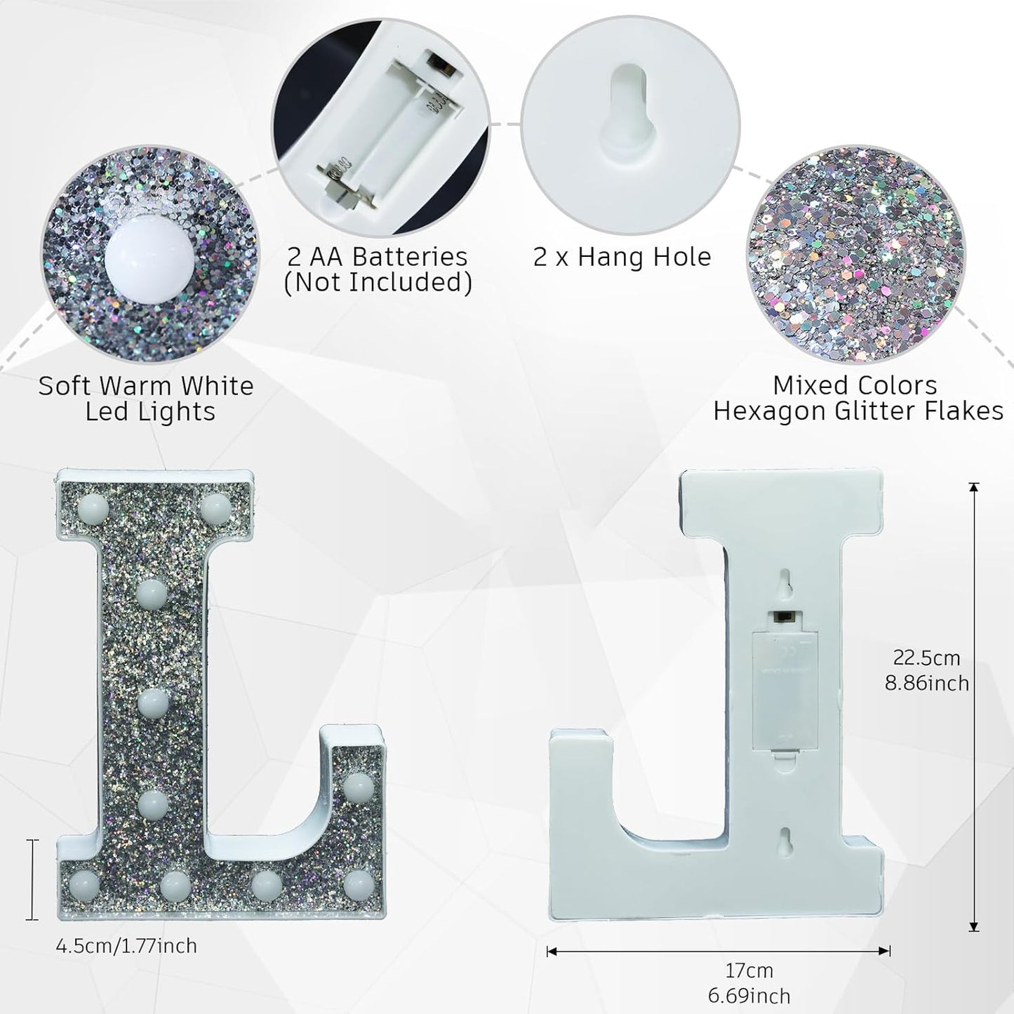 Glitter Light Up Signs for Events, Promotion or Engagement Decor - Alphabet & Number Lighted Letters