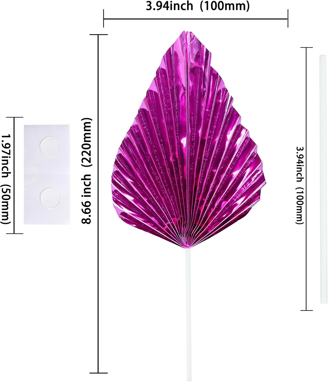 Ephlyn 6Pcs Paper Palm Leaves Fan Cake Toppers Palm Leaf Fan Cake Picks Craft DIY Fan Cupcake Toppers Palm Spear Leaves Cake Decorations for Baby Shower Wedding Birthday Party Supplies Bright Rose Red