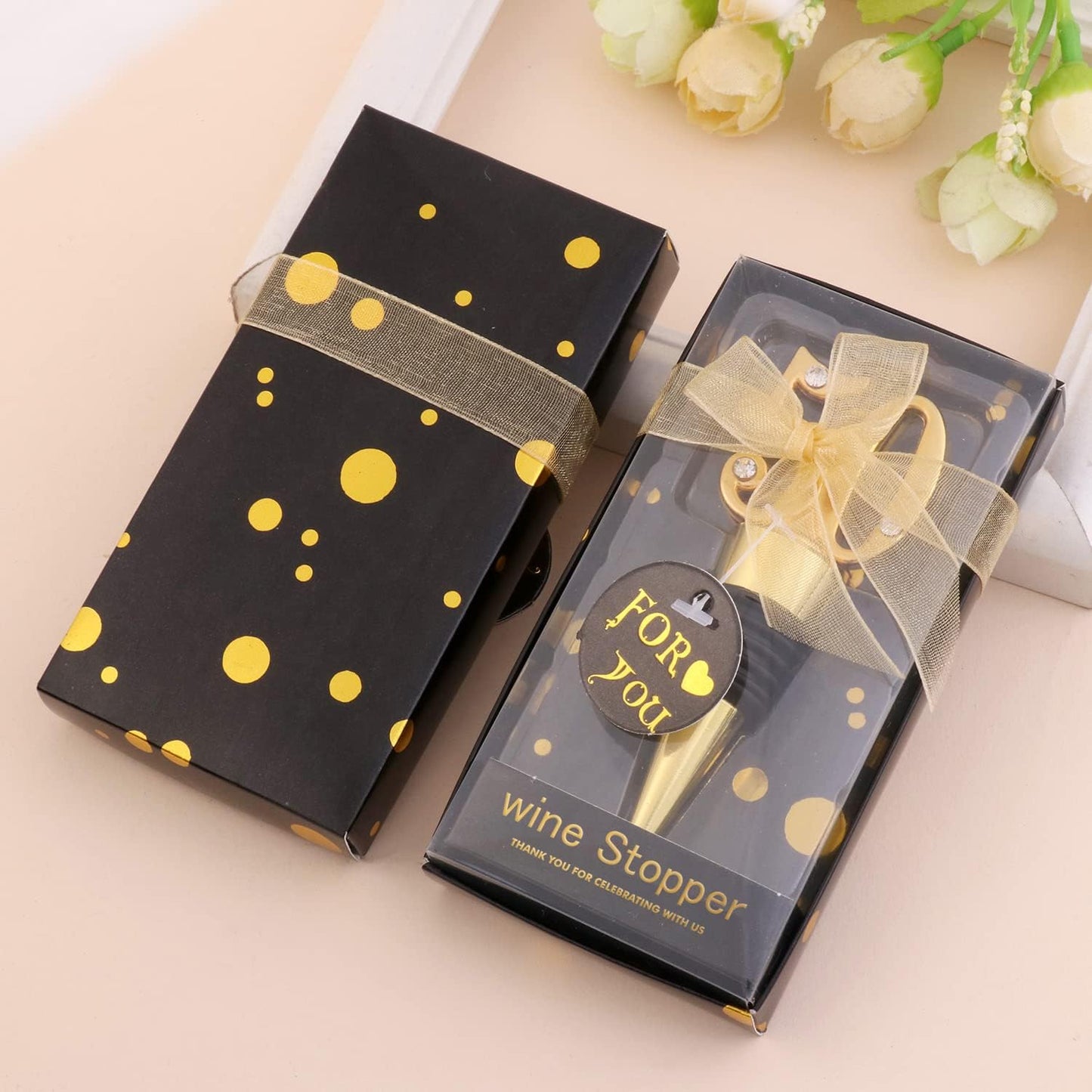 12 Pack 50th Birthday Party Favors-50 Years Old Wine Stopper for 50th Wedding Anniversary Party Souvenrs, Black and Gold Theme Birthday Party Gifts Decorations for Guests (black 50, 12)