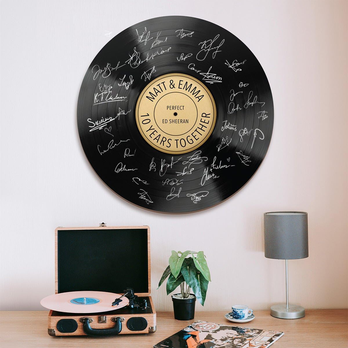 HomeWetBar Personalized Wedding Vinyl Record Alternative Guestbook, Special Song Record Guest Book for Wedding Guests