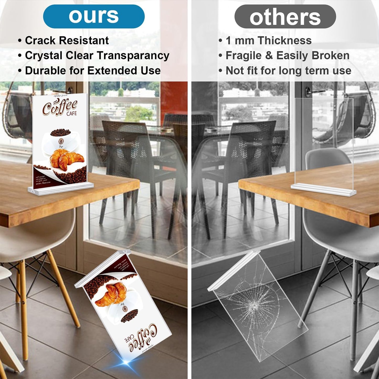 Acrylic Sign Holder 4x6 Vertical Plastic Signs Acrylic Frame Display Signs Table Stand Bulk 6 Pack