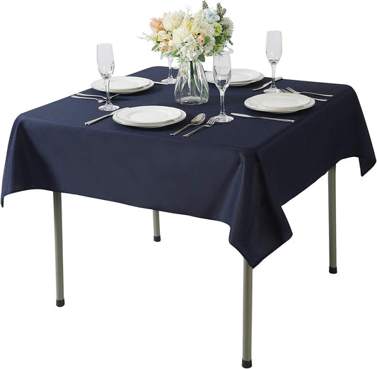 Cupuamon Square Tablecloth 52x52 inch Washable Polyester Fabric Table Cloth for Wedding Party Dining Banquet Decoration（52x52,Navy）