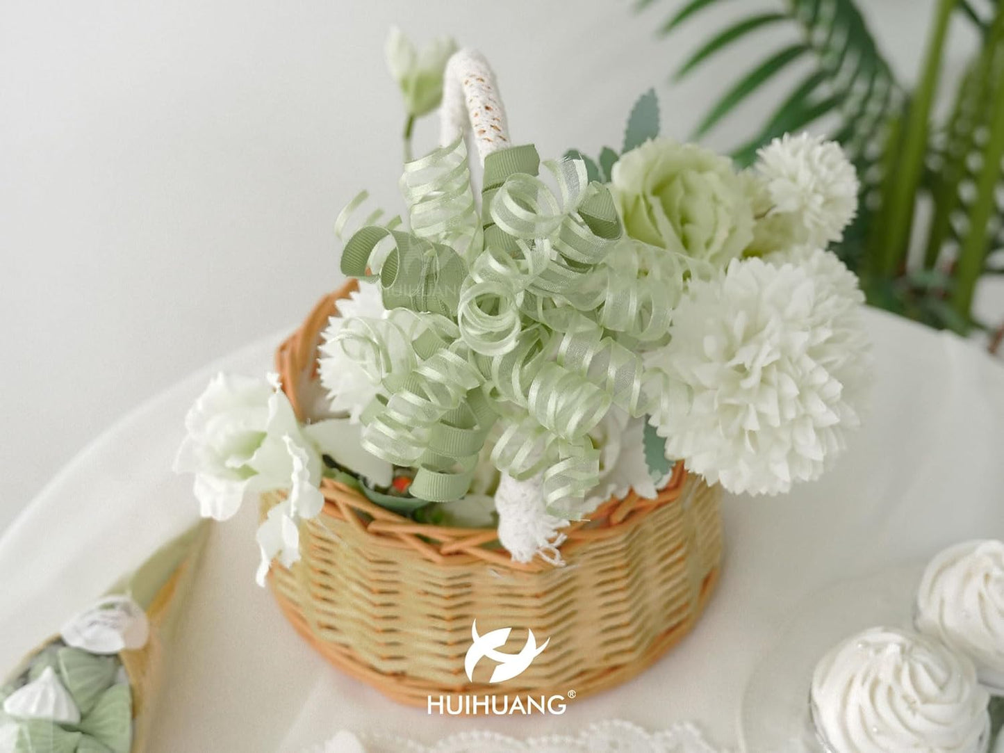 HUIHUANG Green Bows for Gift Wrapping Sage Green Gift Bows 5 inch x 8 Counts Self-Adhesive Curly Ribbon Bow for Presents, Paper Bag, Baby Shower Favors, Wrapping Accessories, Wedding Decor