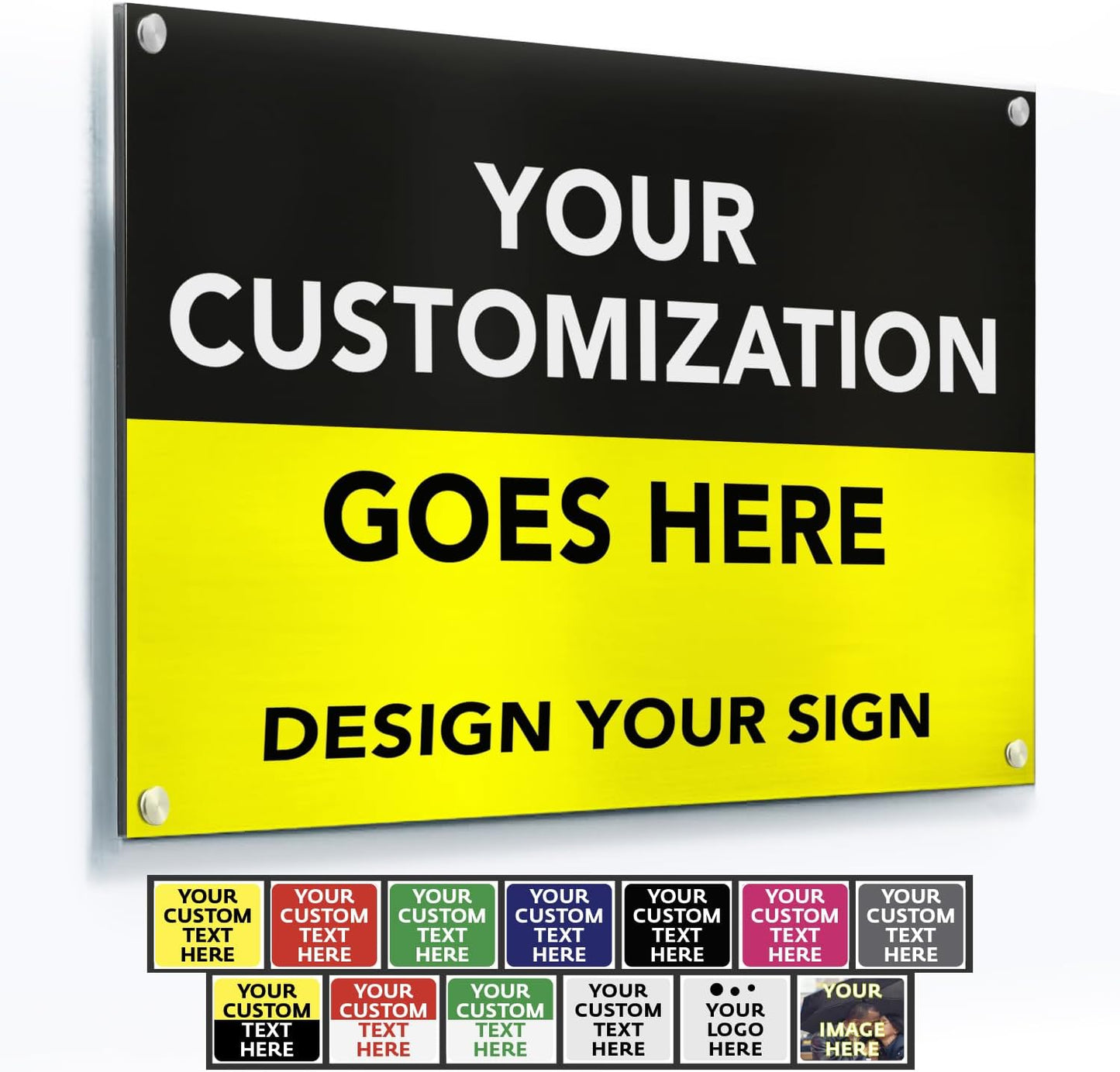 Custom Metal Signs, Personalized Aluminum, Customized Safety, Business Signs, Waterproof Outdoor, White Aluminum (Black & Yellow, 18x12 In)