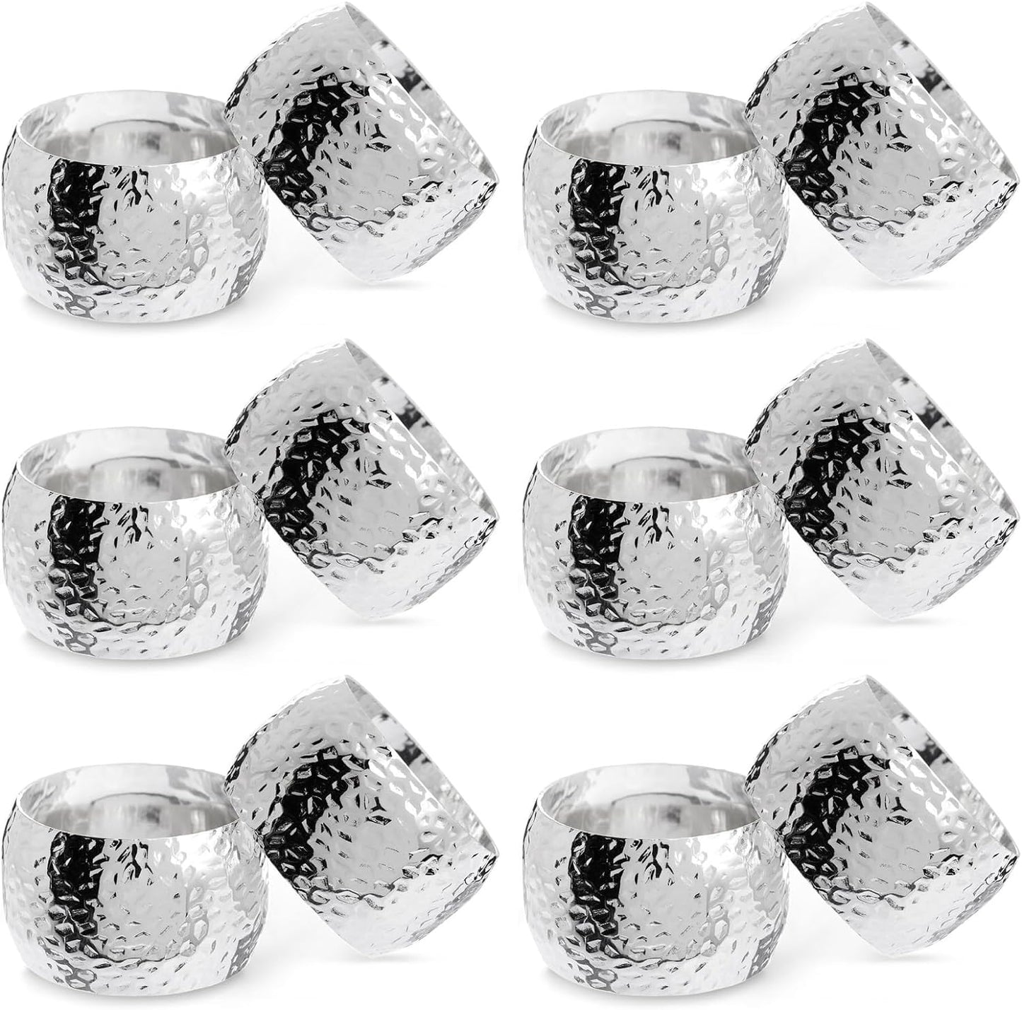 Farmlyn Creek Silver Napkin Rings Set of 12-1.8 in Round Polished Zinc, Bulk Napkin Ring Holders for Cloth & Paper - Table Decor for Weddings & Parties