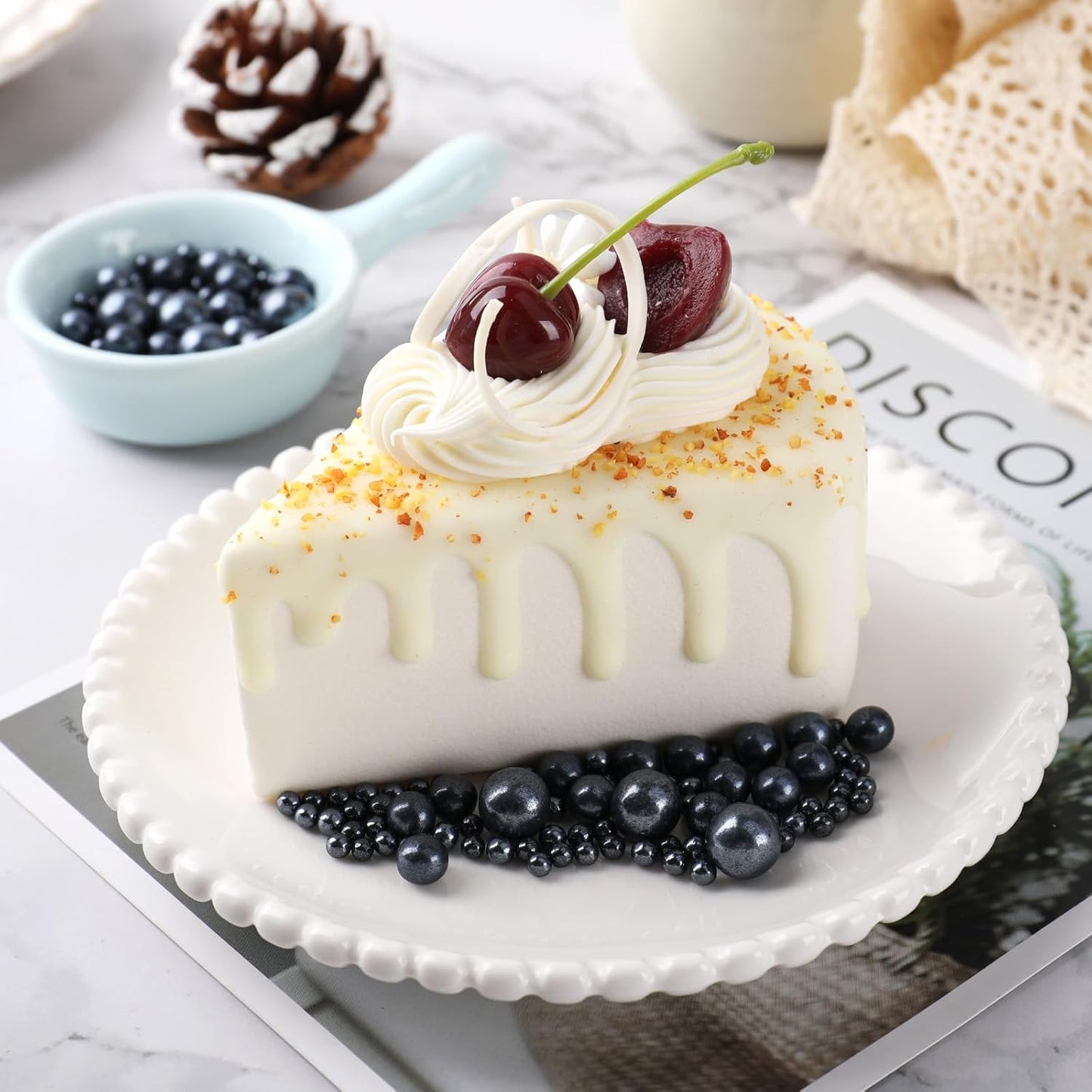 Black Pearl Sprinkles for Cake Decorating, 11.3 Oz Edible Pearls Sugar 4 Sizes Gift Box Set for Baking Cookie Ice Cream Cupcake Toppings