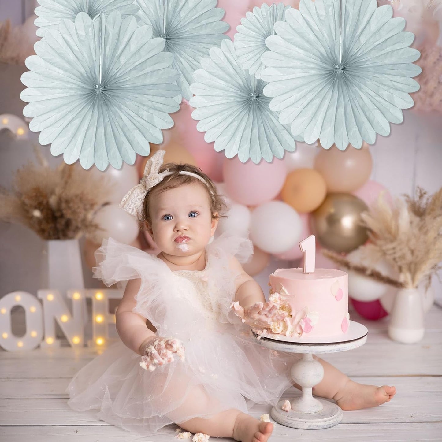 20 Pcs Gray Hanging Paper Fan, Round Paper Fans Decorations Set for Weddings, Birthdays, Engagement, BridaShower, Baby Shower Event, Graduation, Ceiling Party Supplies Decor